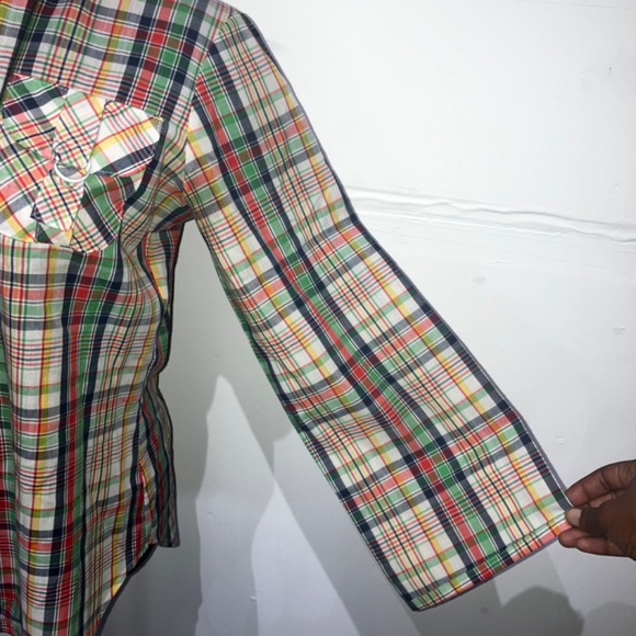 Vintage Koret Primary colored tartan Plaid button down shirt - Picture 2 of 10